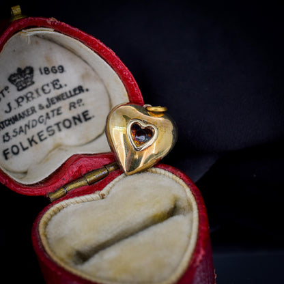 Rose cut Diamond Gold Heart Pendant 0.70ct Total | Antique Style