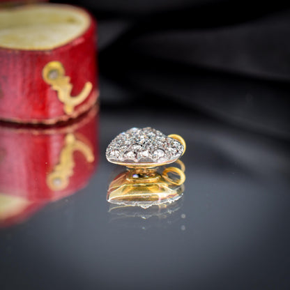 Rose cut Diamond Gold Heart Pendant 0.70ct Total | Antique Style