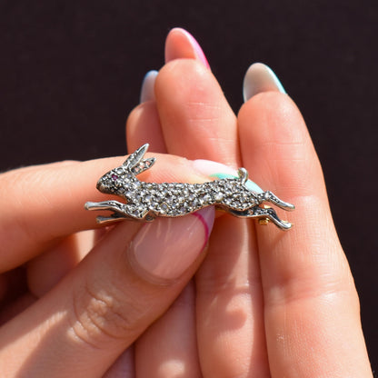 Antique Style 1.10ct Diamond Rabbit Hare Brooch Pin