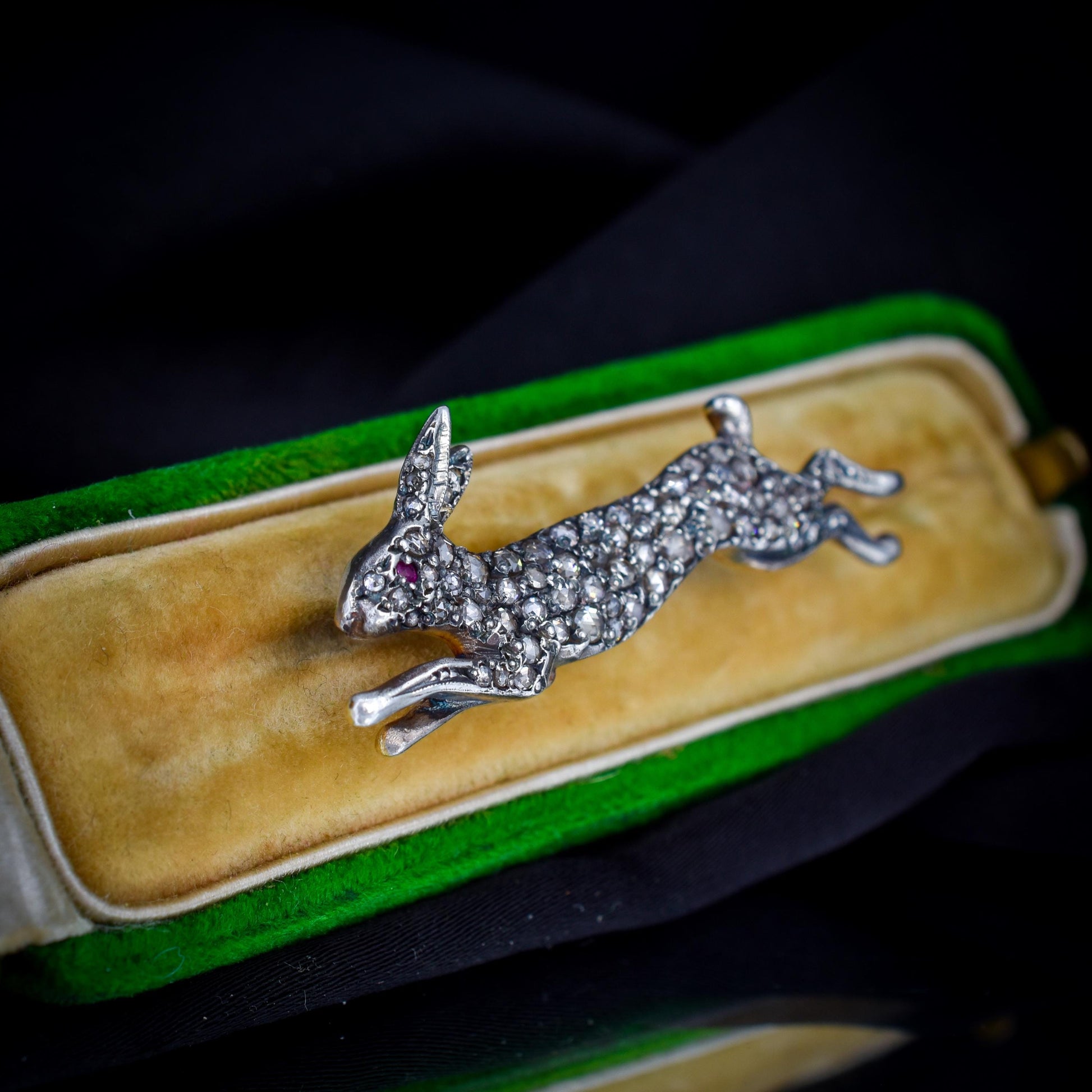 Antique Style 1.10ct Diamond Rabbit Hare Brooch Pin