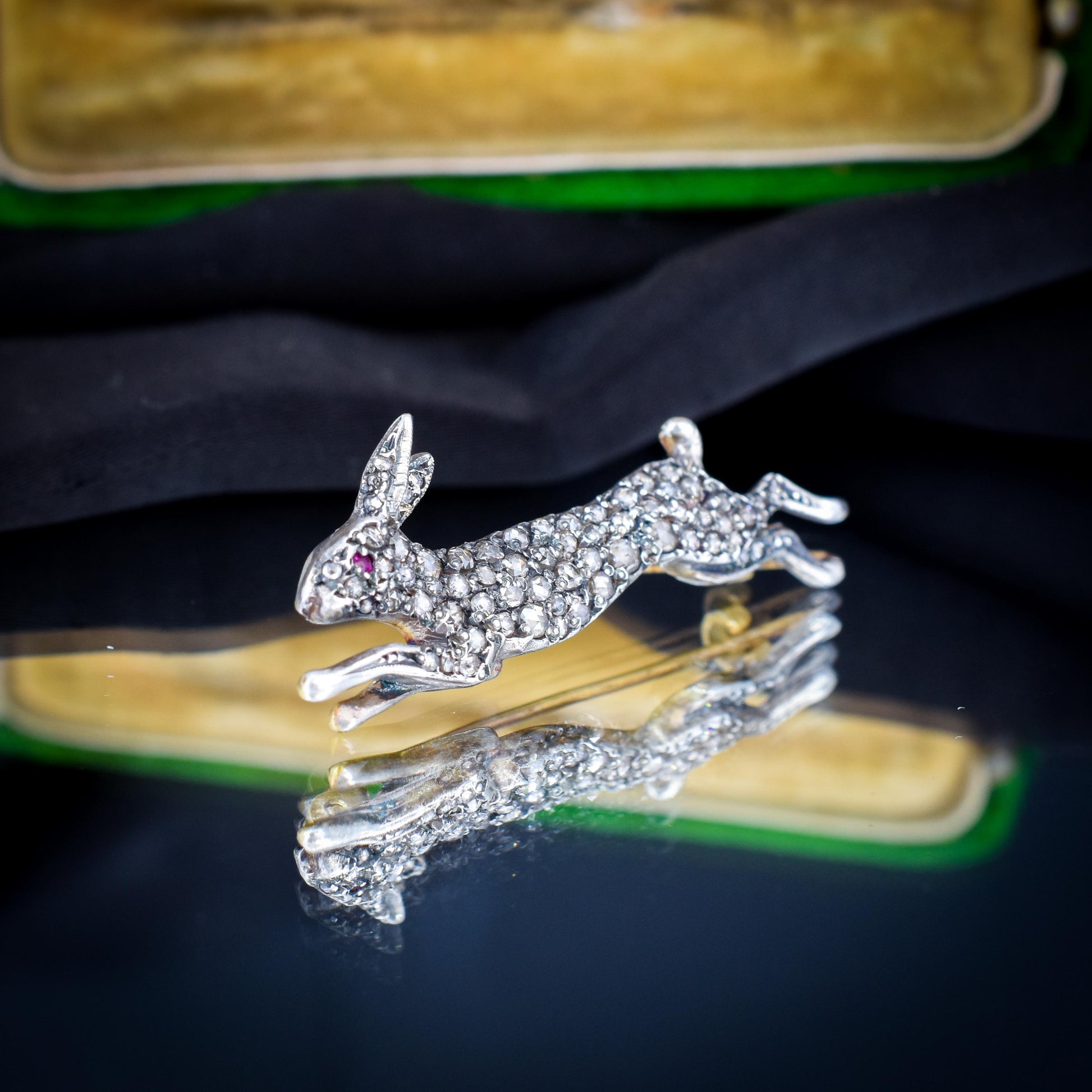Antique Style 1.10ct Diamond Rabbit Hare Brooch Pin
