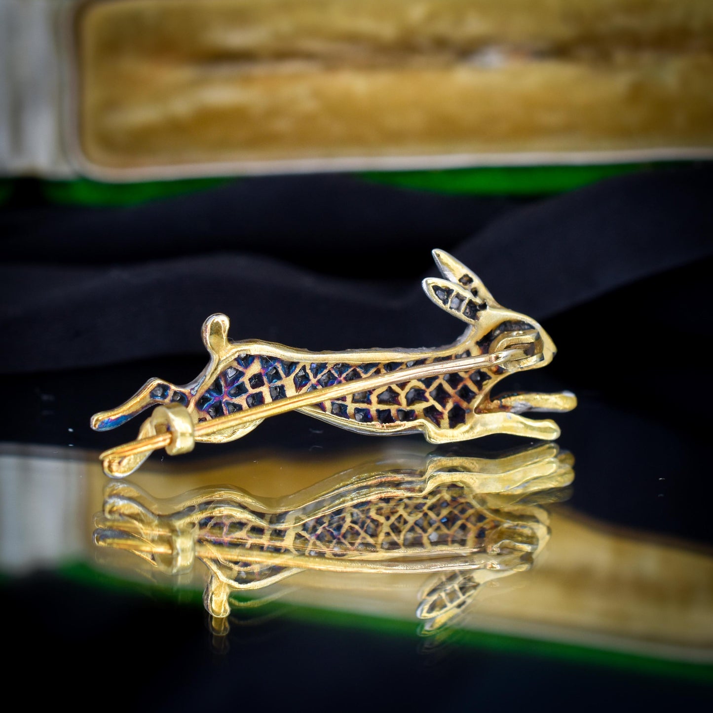 Antique Style 1.10ct Diamond Rabbit Hare Brooch Pin