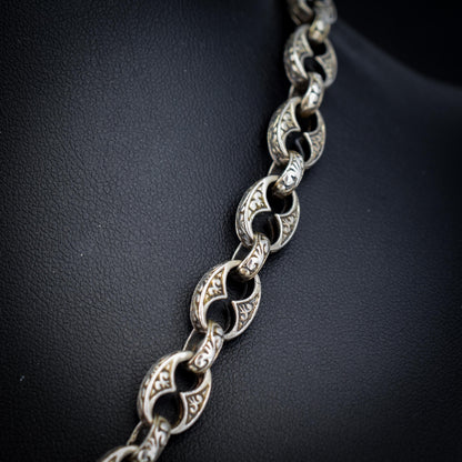 Vintage Sterling Silver 18.25" Mariner Anchor Link Chain Necklace with T-Bar