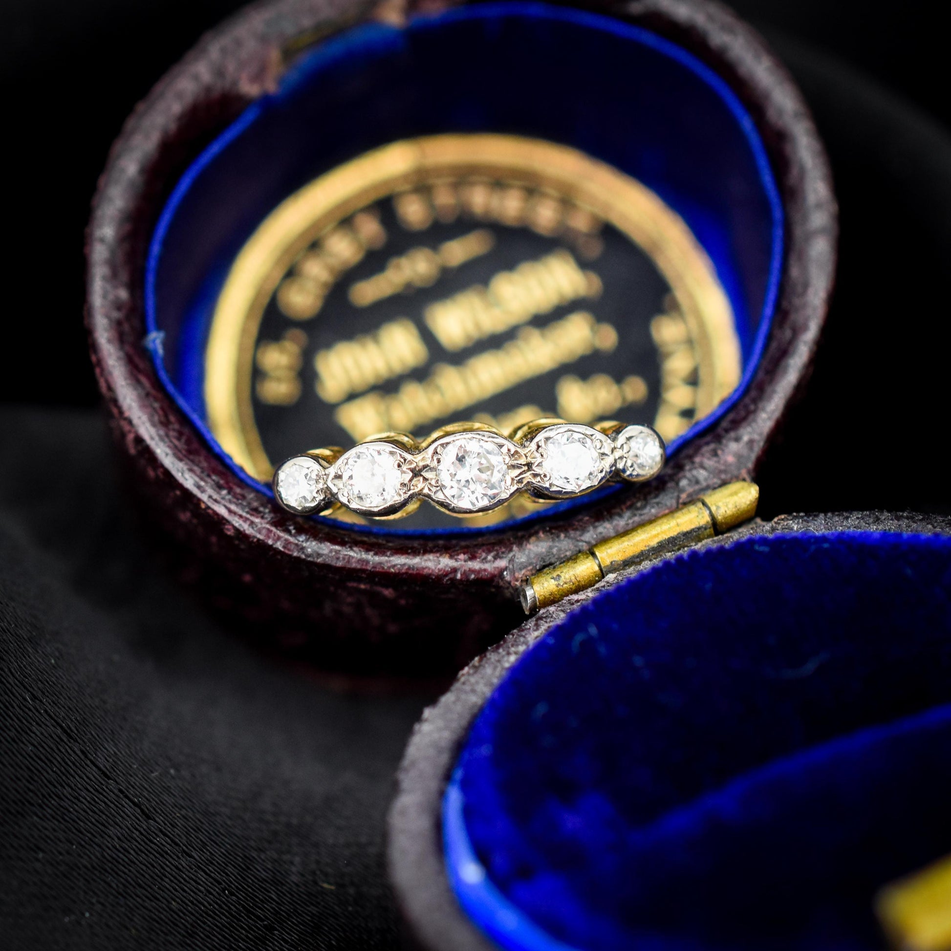 Antique Art Deco Diamond Five Stone 18ct Yellow Gold Ring