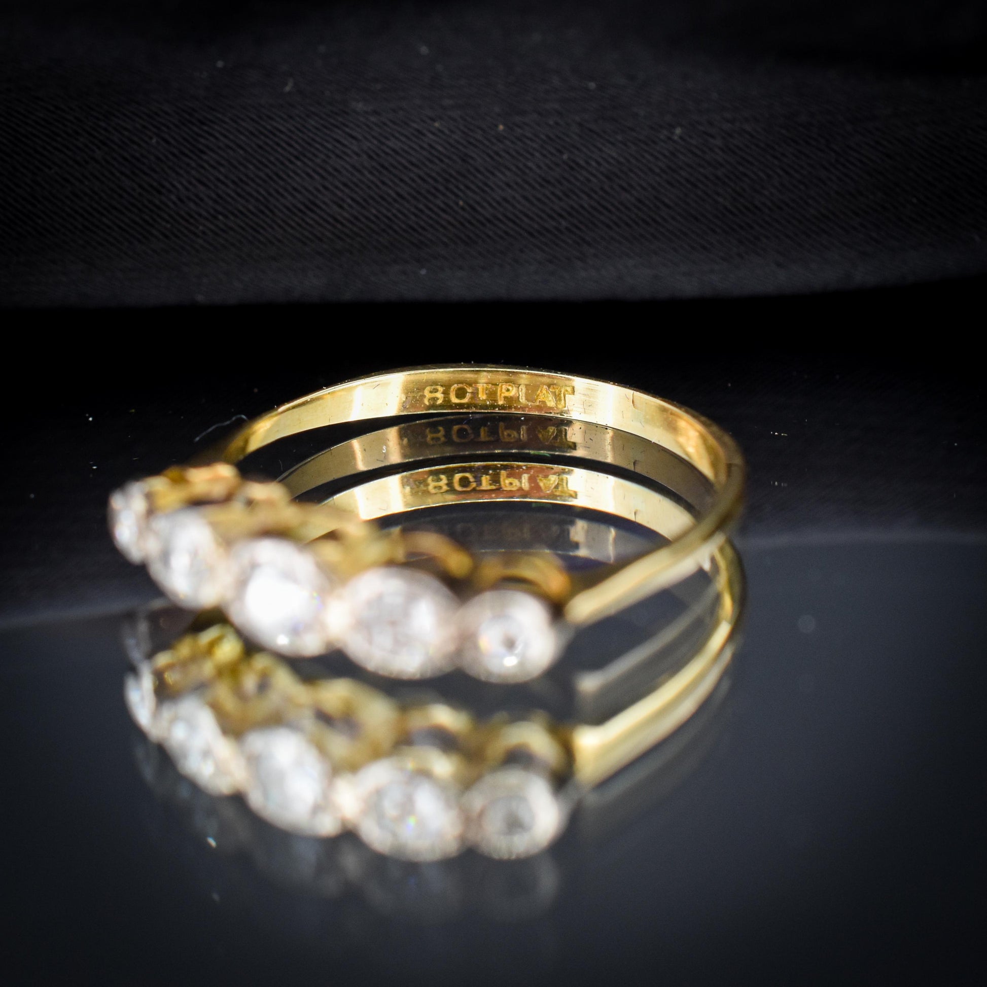 Antique Art Deco Diamond Five Stone 18ct Yellow Gold Ring