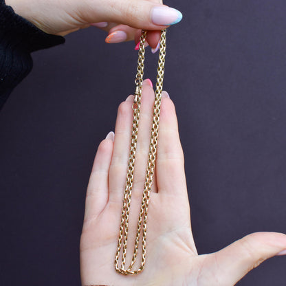 Antique 9ct Yellow Gold Oval Link Chain Necklace with Dog Clip | 28.5"