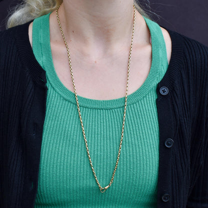 Antique 9ct Yellow Gold Oval Link Chain Necklace with Dog Clip | 28.5"