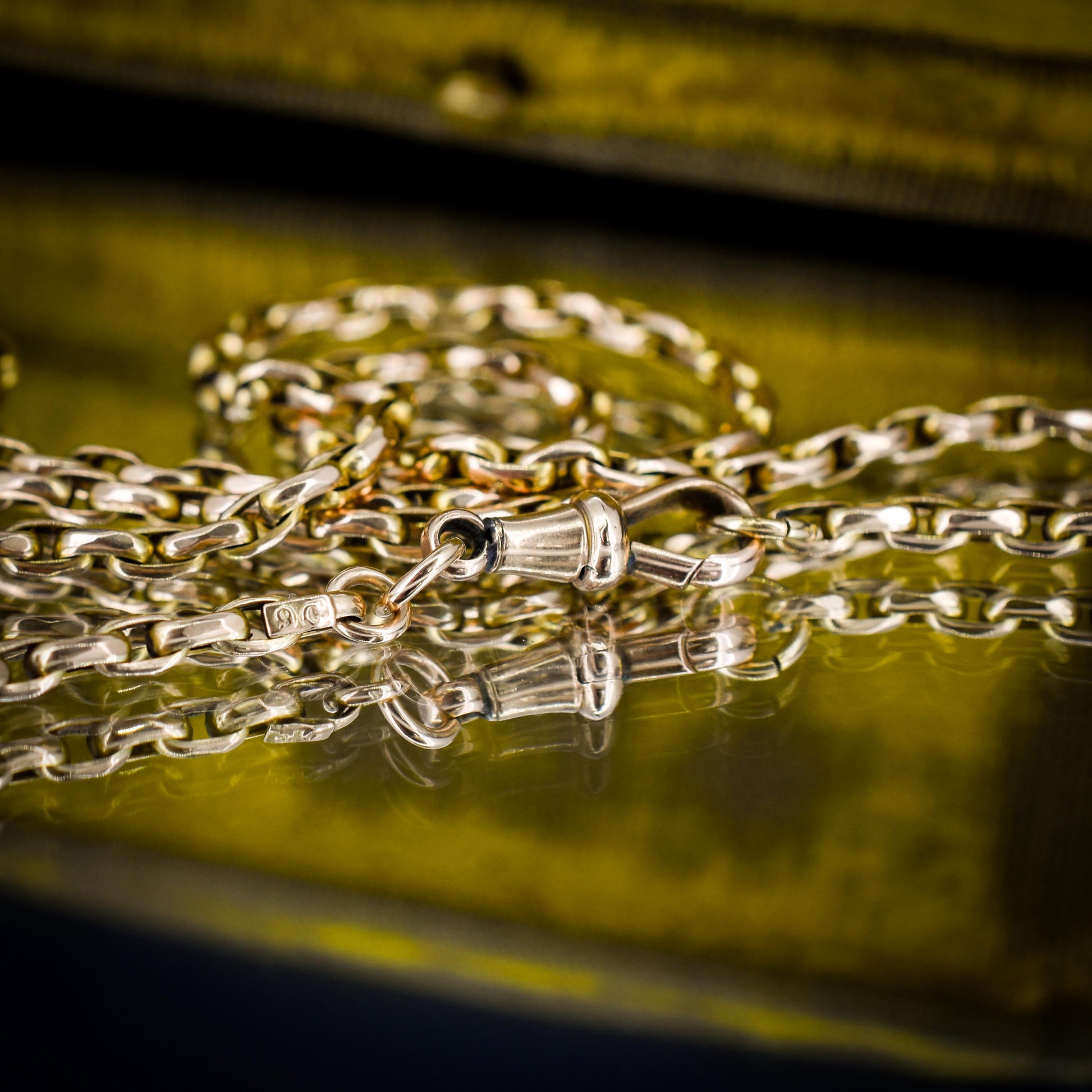 Antique 9ct Yellow Gold Oval Link Chain Necklace with Dog Clip | 28.5"
