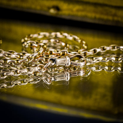 Antique 9ct Yellow Gold Oval Link Chain Necklace with Dog Clip | 28.5"