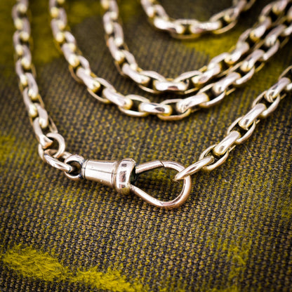 Antique 9ct Yellow Gold Oval Link Chain Necklace with Dog Clip | 28.5"