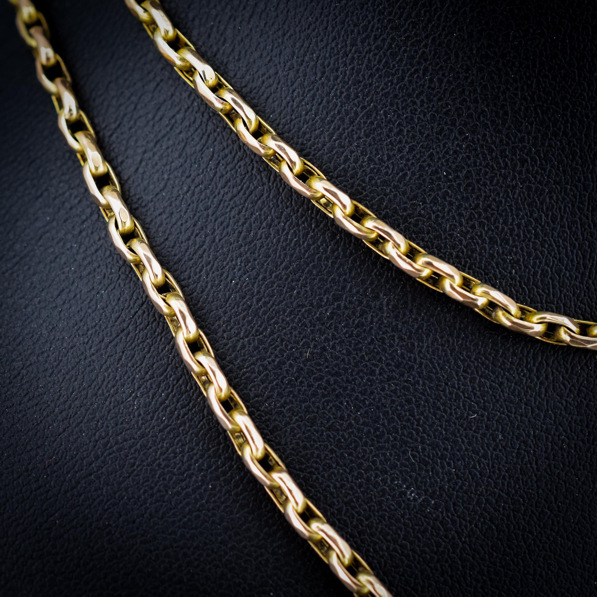 Antique 9ct Yellow Gold Oval Link Chain Necklace with Dog Clip | 28.5"