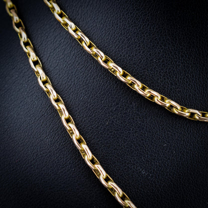 Antique 9ct Yellow Gold Oval Link Chain Necklace with Dog Clip | 28.5"