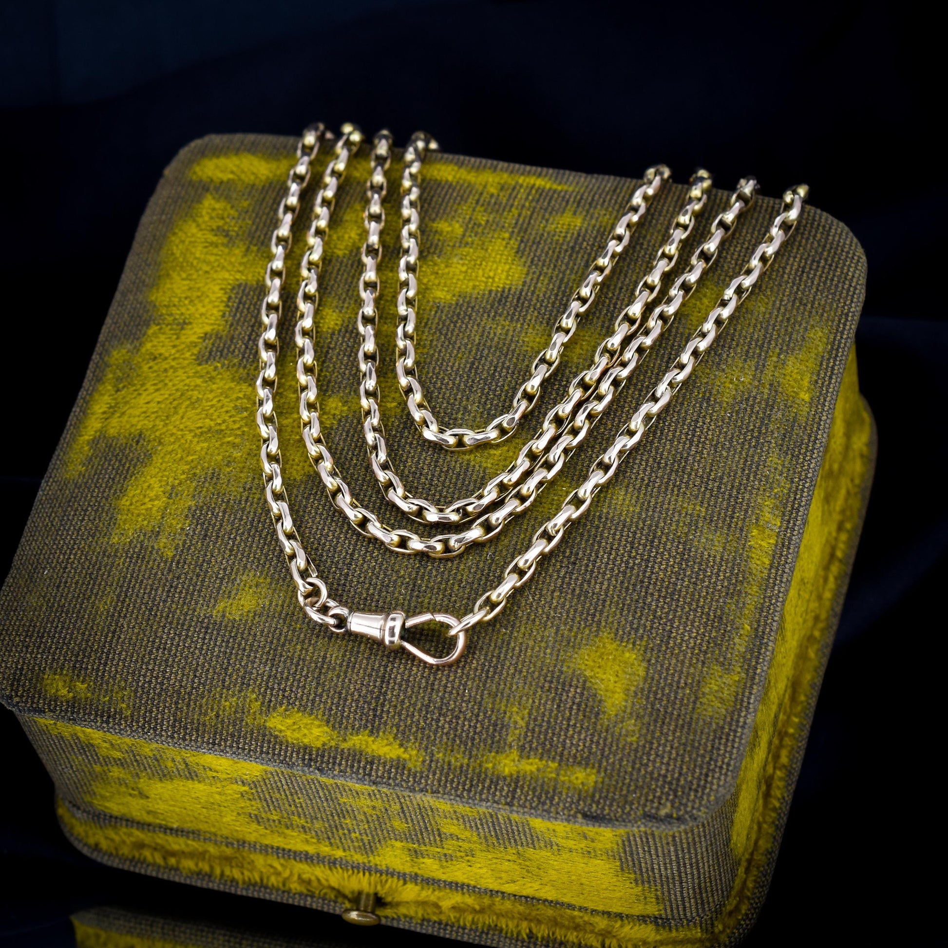 Antique 9ct Yellow Gold Oval Link Chain Necklace with Dog Clip | 28.5"