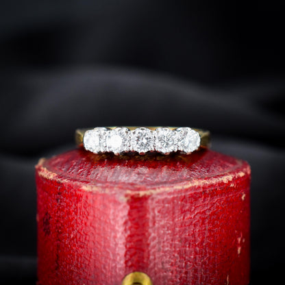 Vintage Diamond Five Stone 18ct Yellow Gold Ring Band
