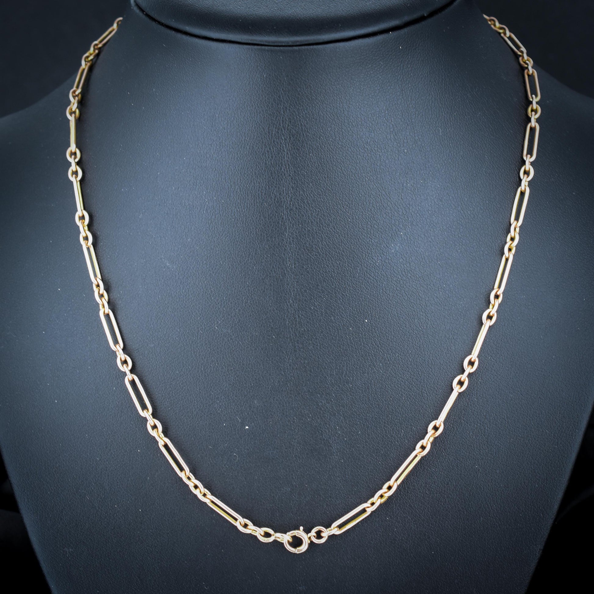 Antique 9ct Gold Paperlink Trombone Chain Necklace | 18.25" Length