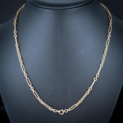 Antique 9ct Gold Paperlink Trombone Chain Necklace | 18.25" Length