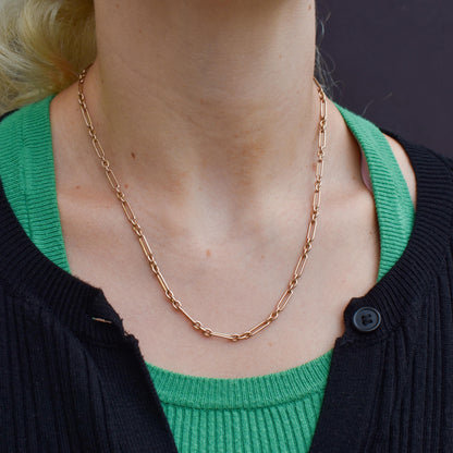 Antique 9ct Gold Paperlink Trombone Chain Necklace | 18.25" Length