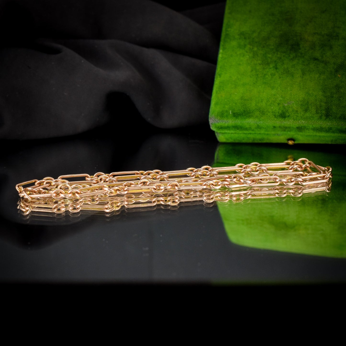 Antique 9ct Gold Paperlink Trombone Chain Necklace | 18.25" Length