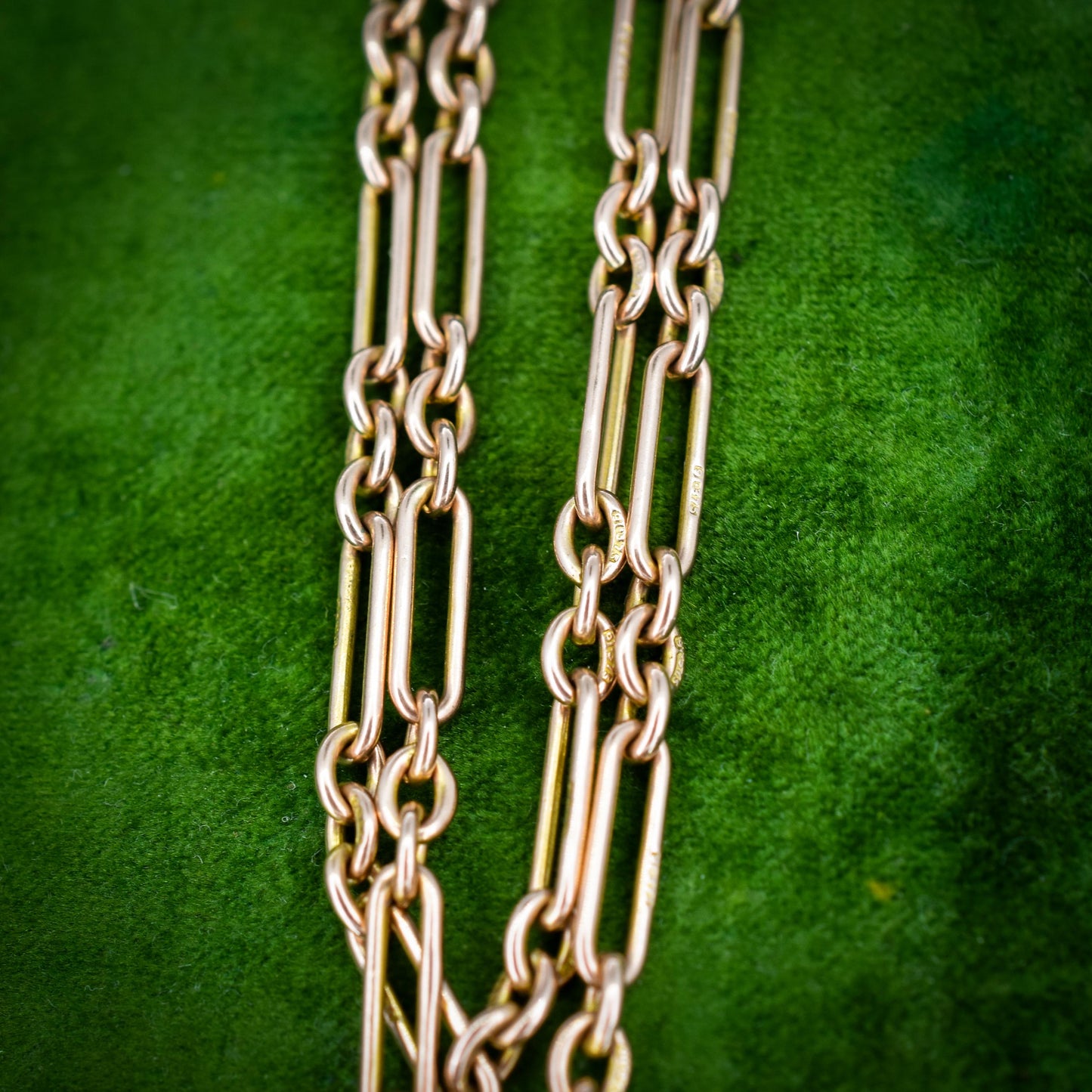 Antique 9ct Gold Paperlink Trombone Chain Necklace | 18.25" Length