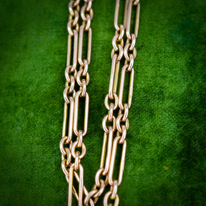 Antique 9ct Gold Paperlink Trombone Chain Necklace | 18.25" Length