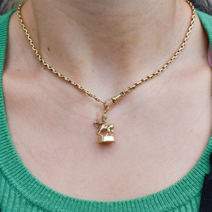 Vintage Sagittarius Centaur Archer Zodiac 9ct Gold Fob Charm Pendant