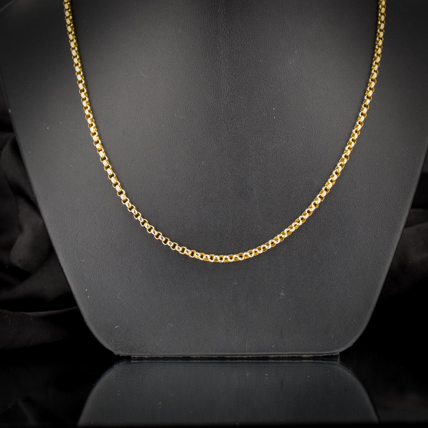 Antique 9ct Gold Faceted Belcher Link Chain Necklace with Barrel Clasp | 18.5"