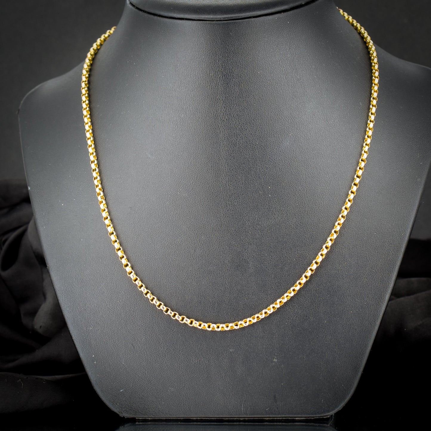 Antique 9ct Gold Faceted Belcher Link Chain Necklace with Barrel Clasp | 18.5"