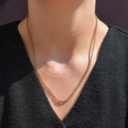 Antique 9ct Gold Faceted Belcher Link Chain Necklace with Barrel Clasp | 18.5"