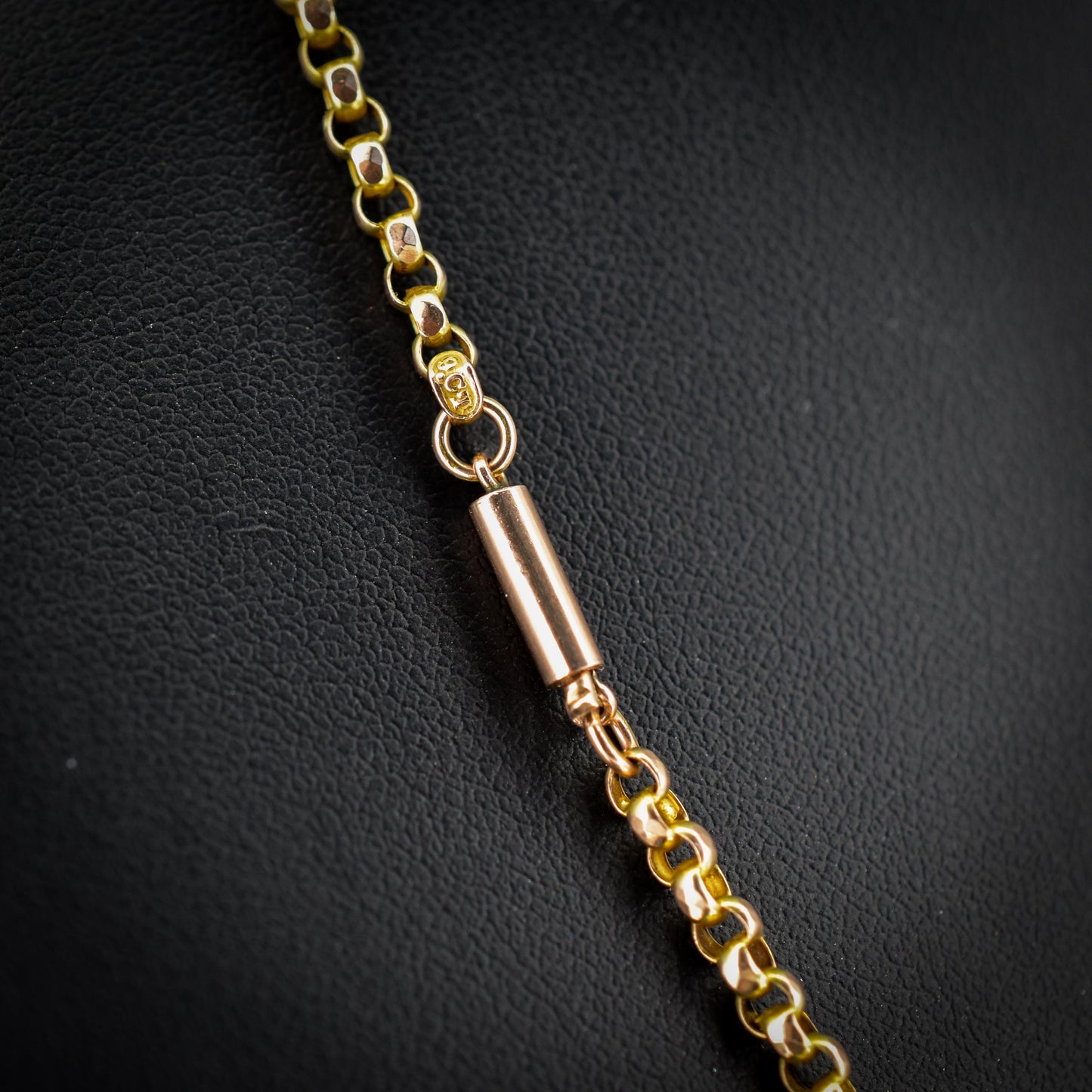 Antique 9ct Gold Faceted Belcher Link Chain Necklace with Barrel Clasp | 18.5"