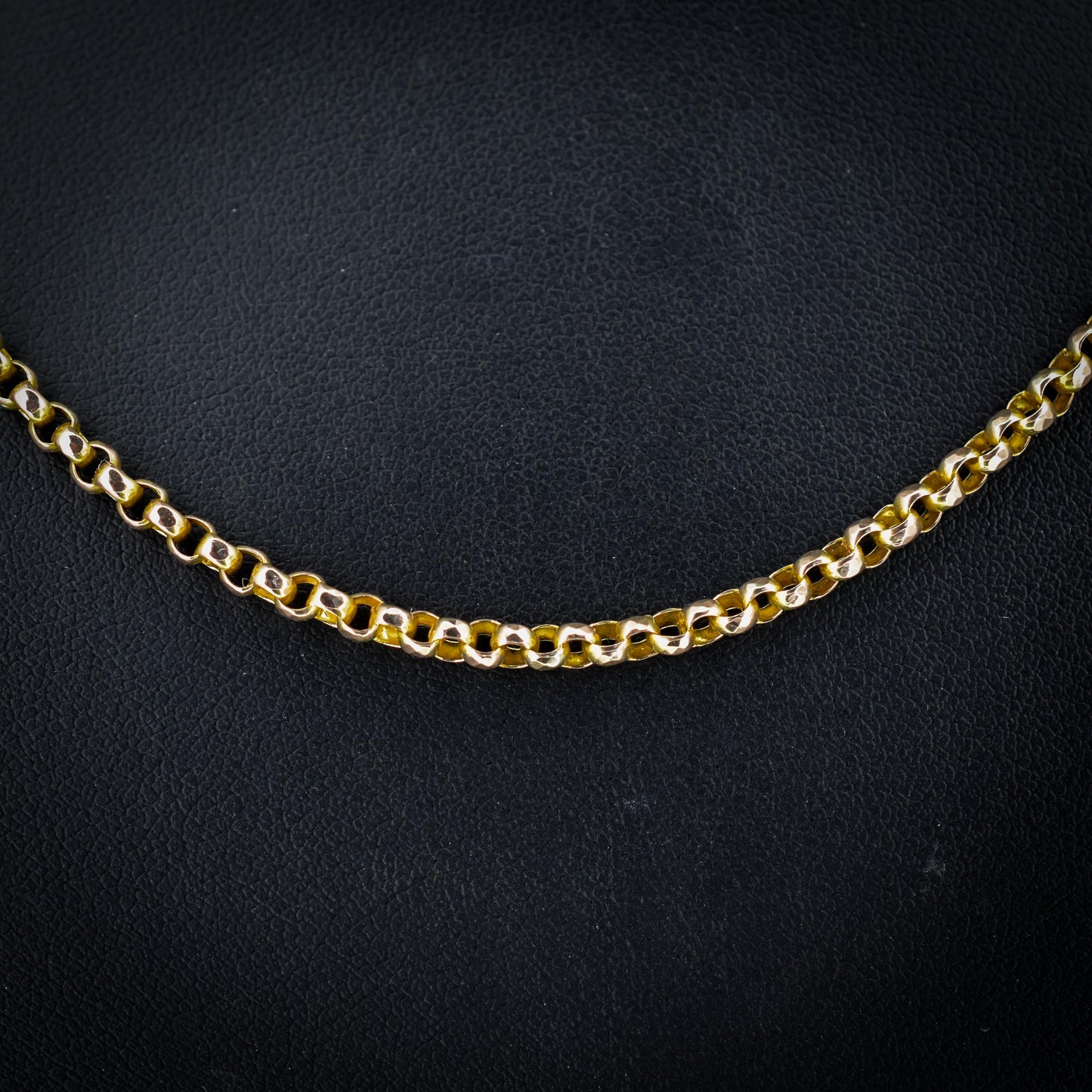 Antique 9ct Gold Faceted Belcher Link Chain Necklace with Barrel Clasp | 18.5"