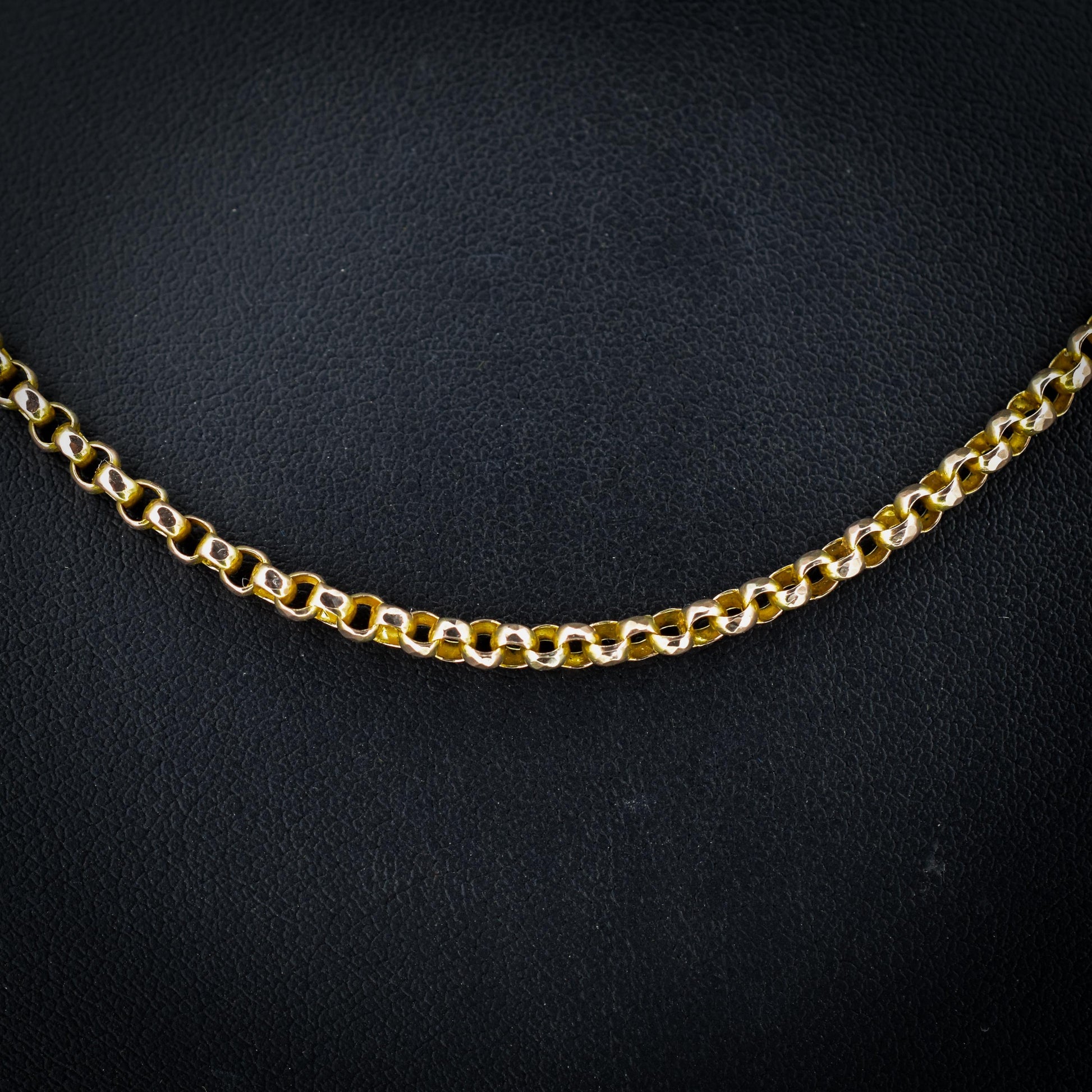Antique 9ct Gold Faceted Belcher Link Chain Necklace with Barrel Clasp | 18.5"