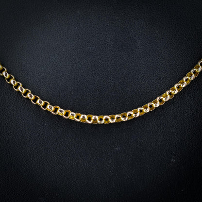 Antique 9ct Gold Faceted Belcher Link Chain Necklace with Barrel Clasp | 18.5"