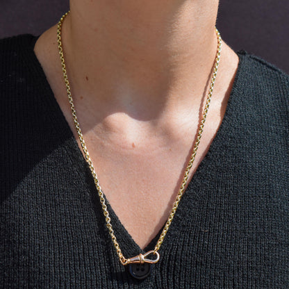 Antique 9ct Yellow Gold Oval Link Chain Necklace with Dog Clip |
