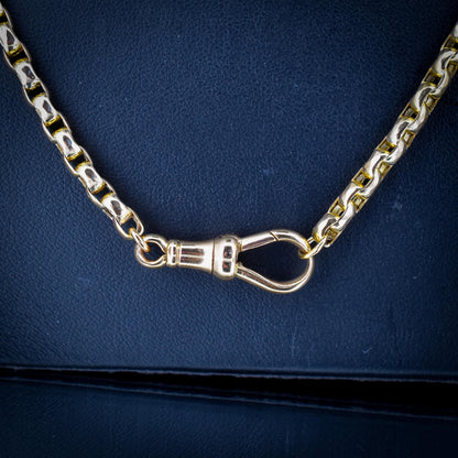 Antique Victorian 9ct Gold Faceted Link Chain Necklace with Dog Clip | 20"