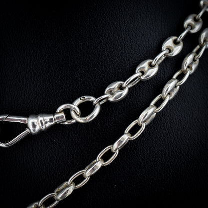 Vintage Sterling Silver 26.5" Mariner Anchor Link Chain Necklace with T-Bar