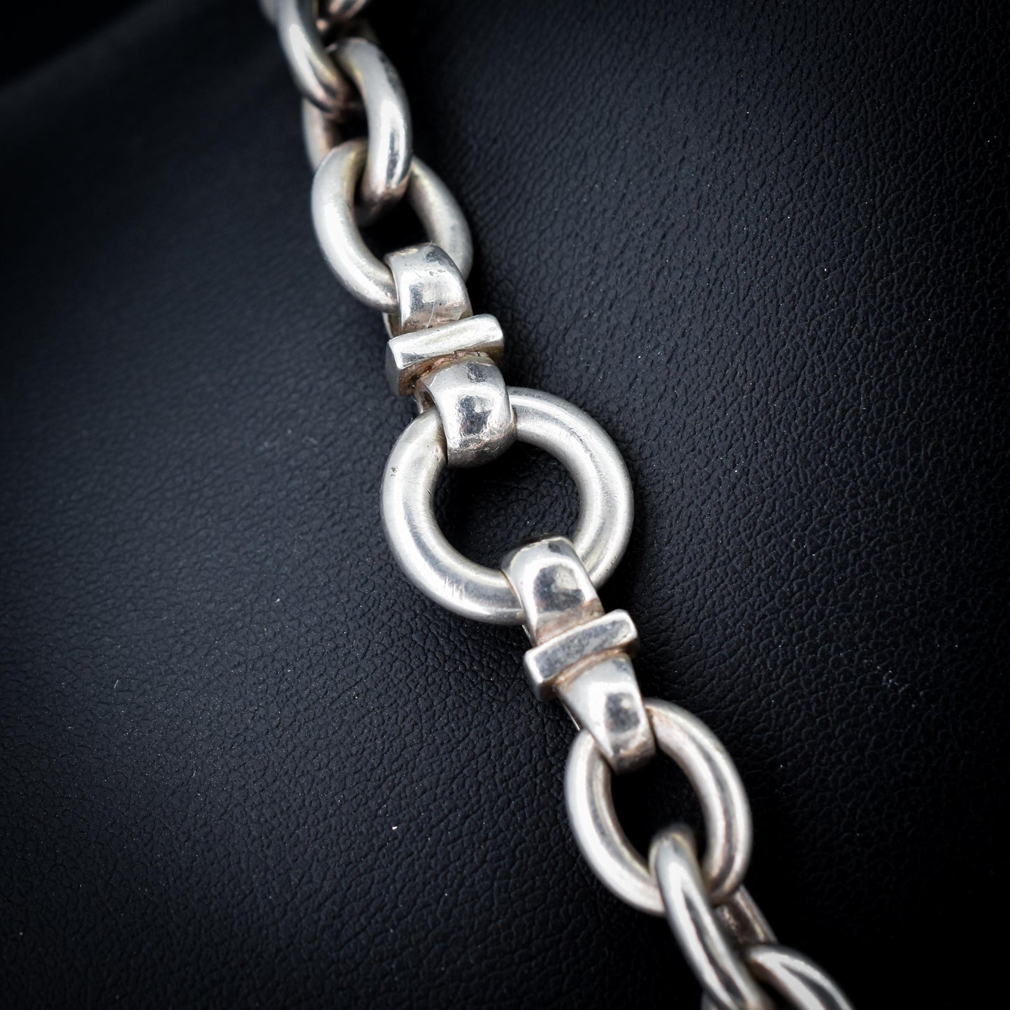 Vintage Heavy Silver Oval Link Toggle Chain Necklace 17.5" Length