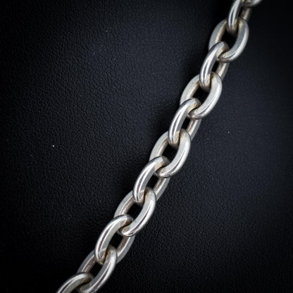 Vintage Sterling Silver Oval Cable Link Watch Chain Necklace with T-Bar and Dog Clips – 21"