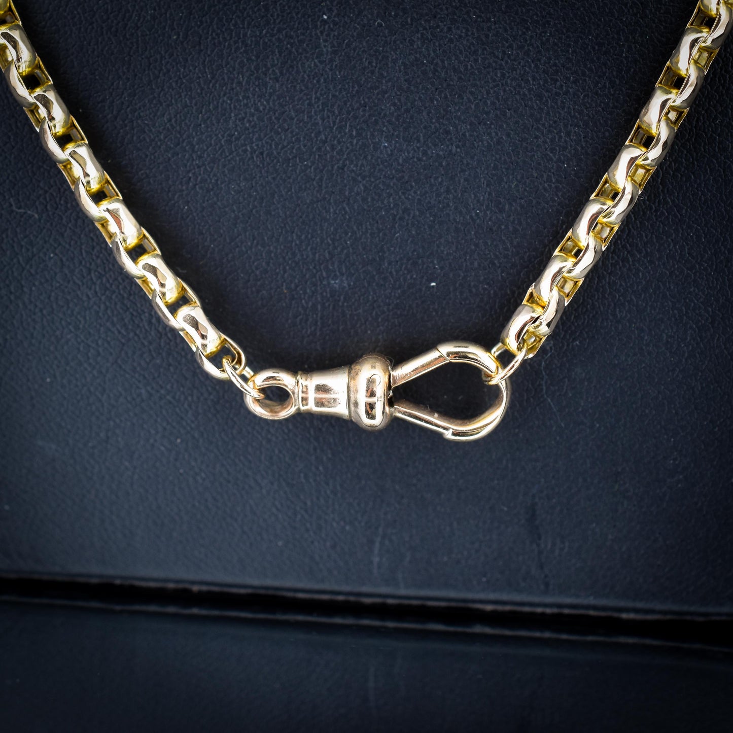 Antique Victorian 9ct Gold Faceted Link Chain Necklace with Dog Clip | 20"
