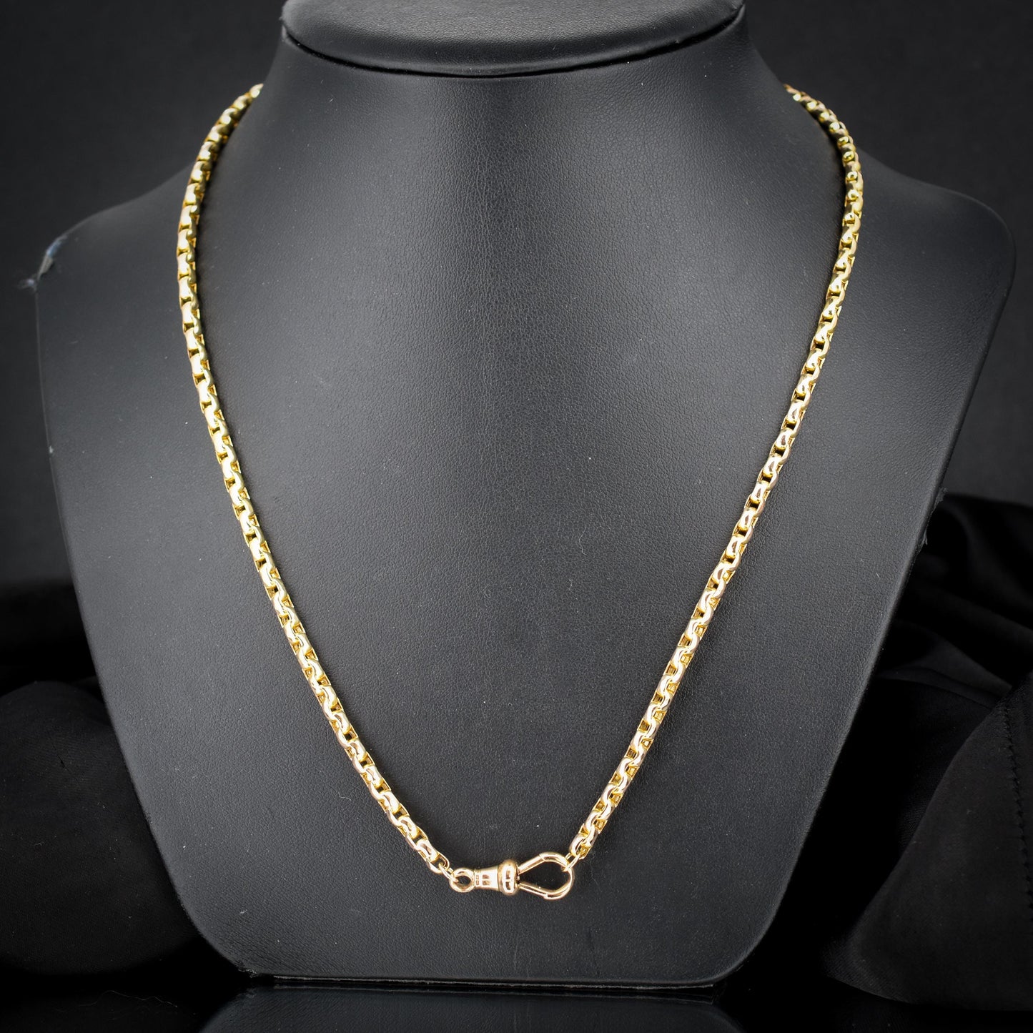 Antique Victorian 9ct Gold Faceted Link Chain Necklace with Dog Clip | 20"