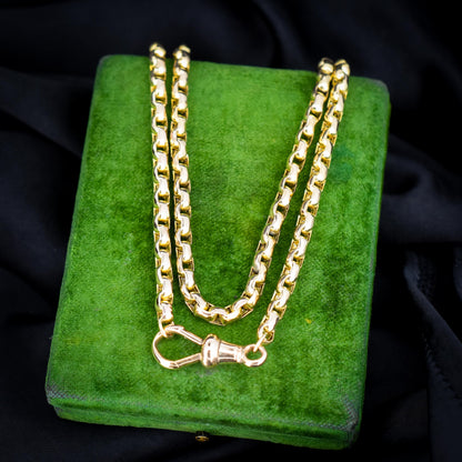 Antique Victorian 9ct Gold Faceted Link Chain Necklace with Dog Clip | 20"