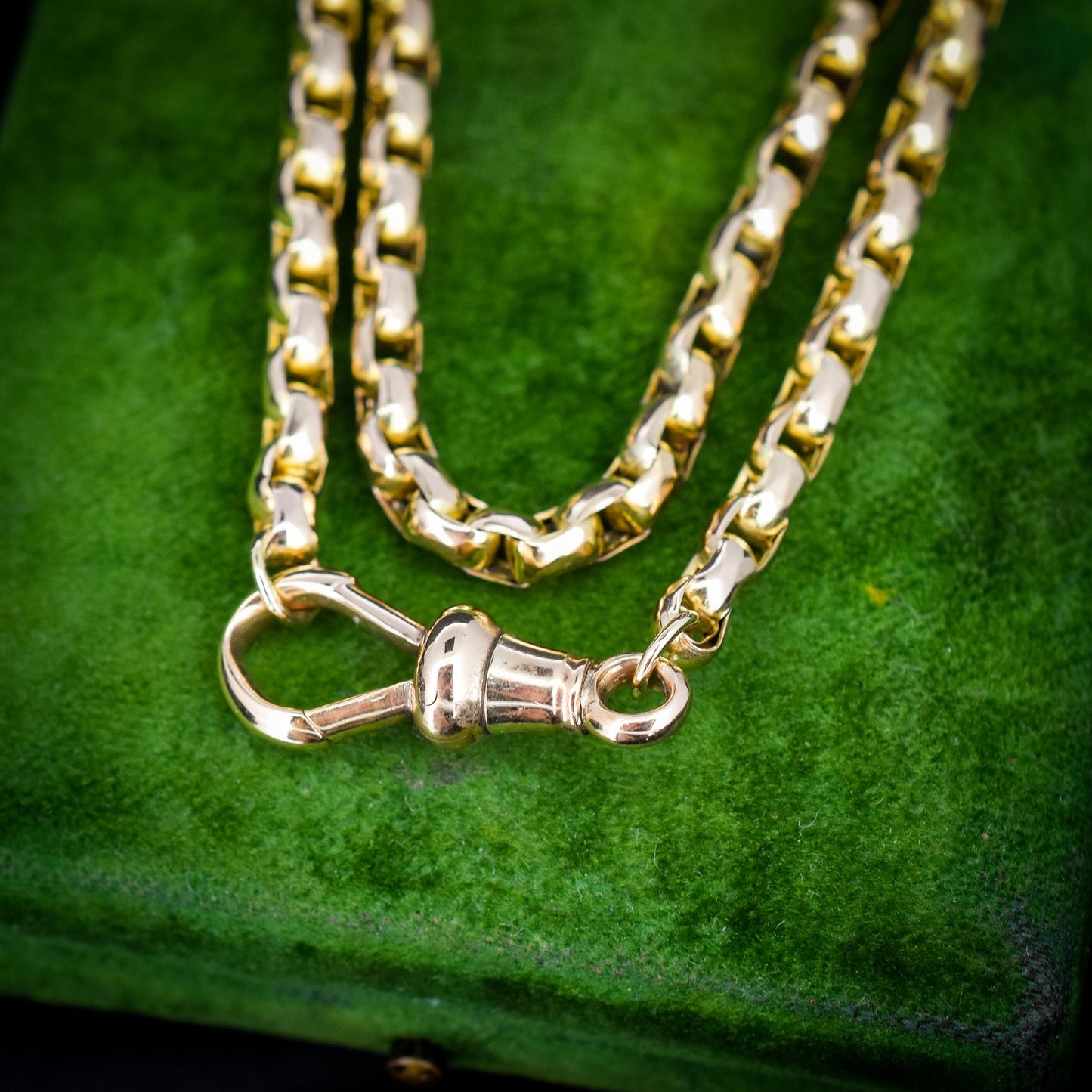 Antique Victorian 9ct Gold Faceted Link Chain Necklace with Dog Clip | 20"