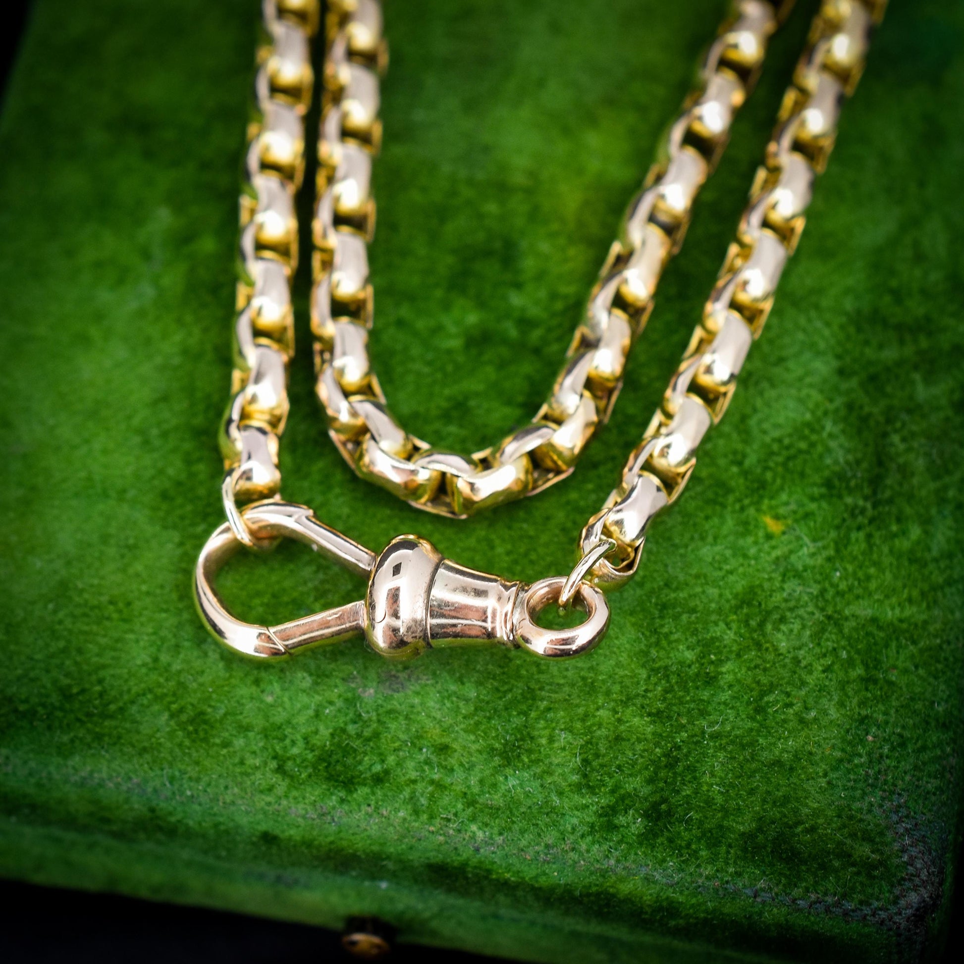 Antique Victorian 9ct Gold Faceted Link Chain Necklace with Dog Clip | 20"