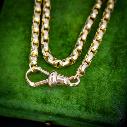 Antique Victorian 9ct Gold Faceted Link Chain Necklace with Dog Clip | 20"