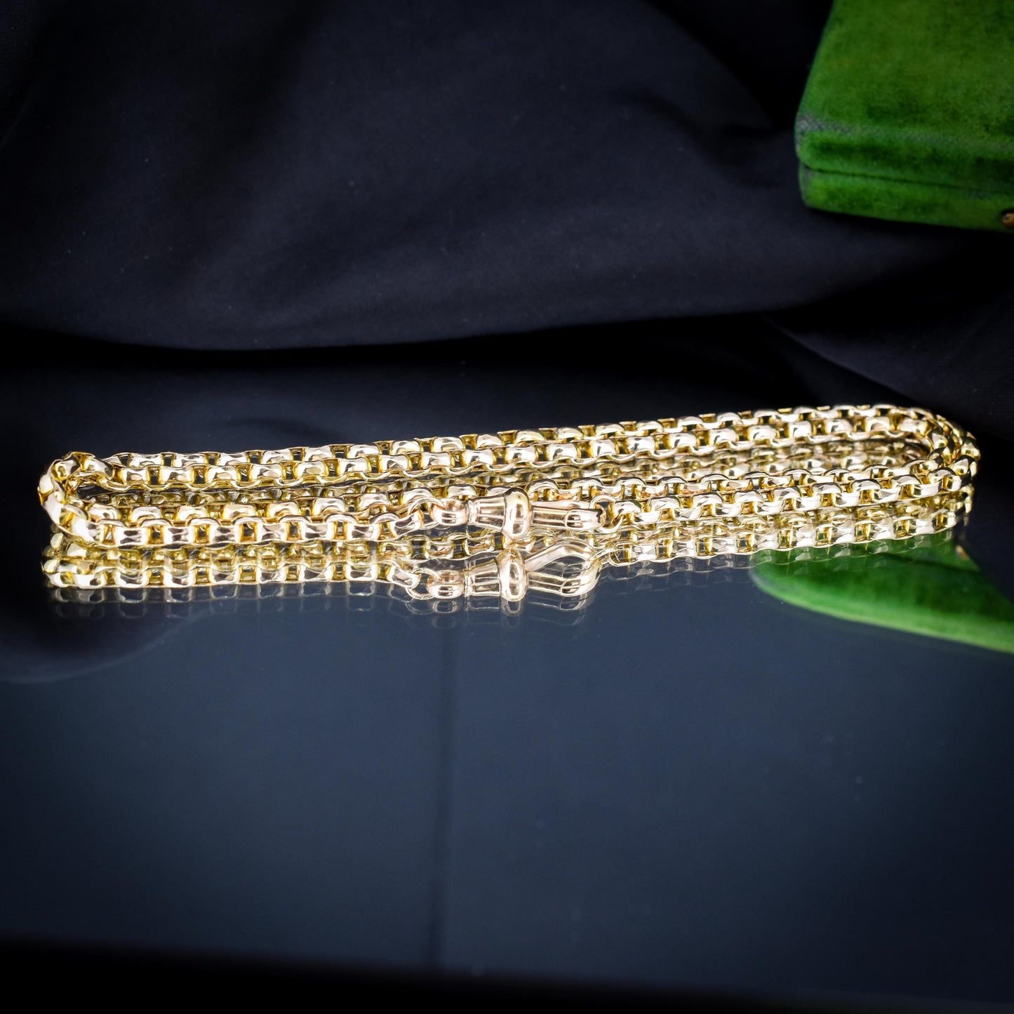 Antique Victorian 9ct Gold Faceted Link Chain Necklace with Dog Clip | 20"