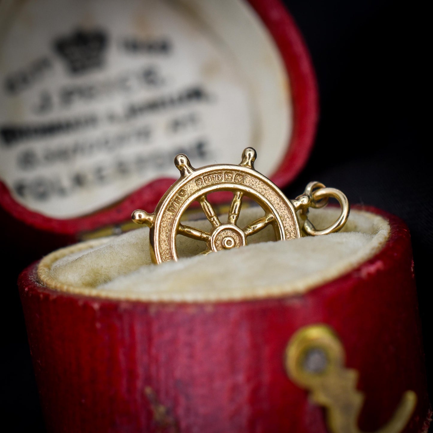 Vintage 9ct Yellow Gold Ship Wheel Nautical Charm Pendant