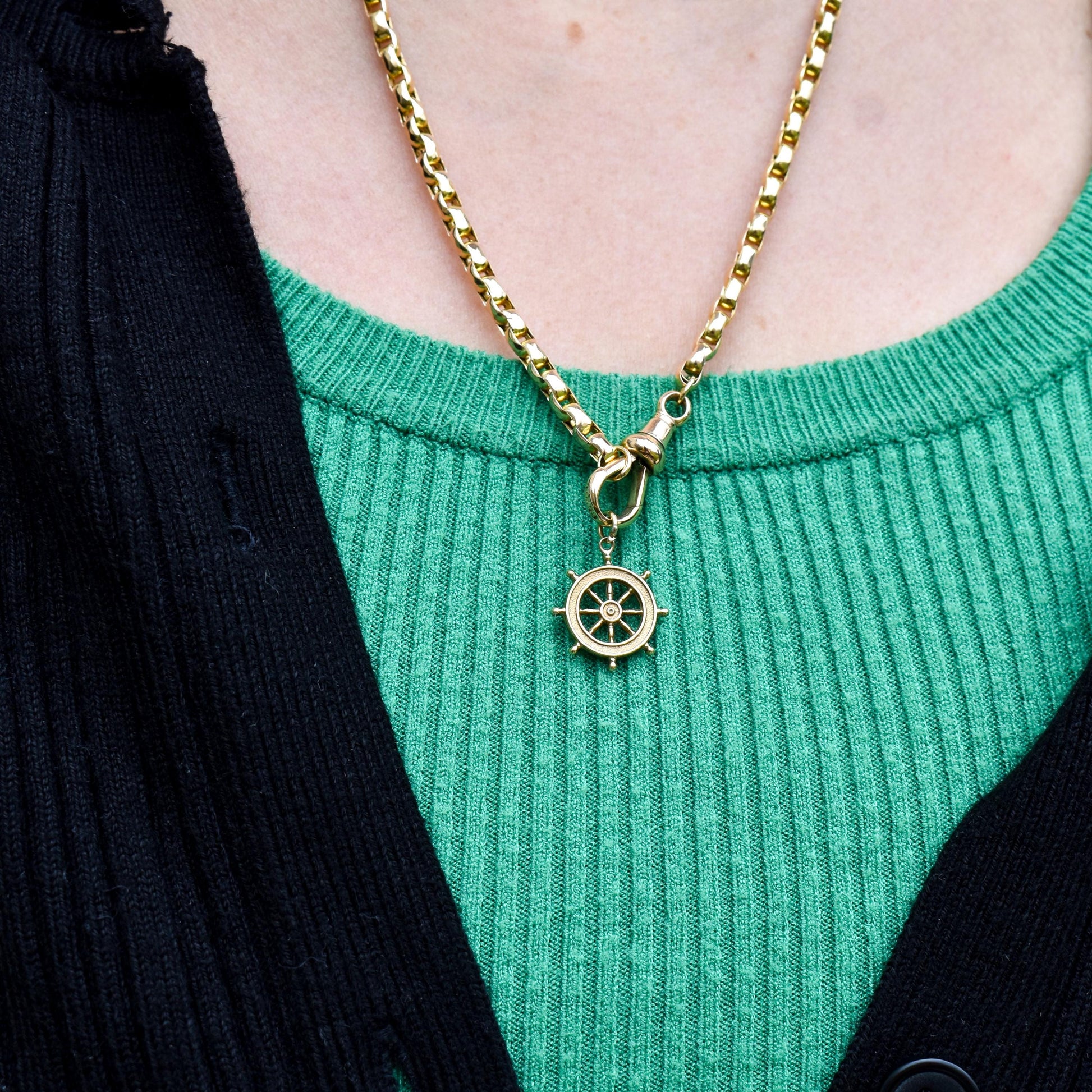 Vintage 9ct Yellow Gold Ship Wheel Nautical Charm Pendant