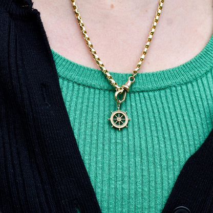 Vintage 9ct Yellow Gold Ship Wheel Nautical Charm Pendant