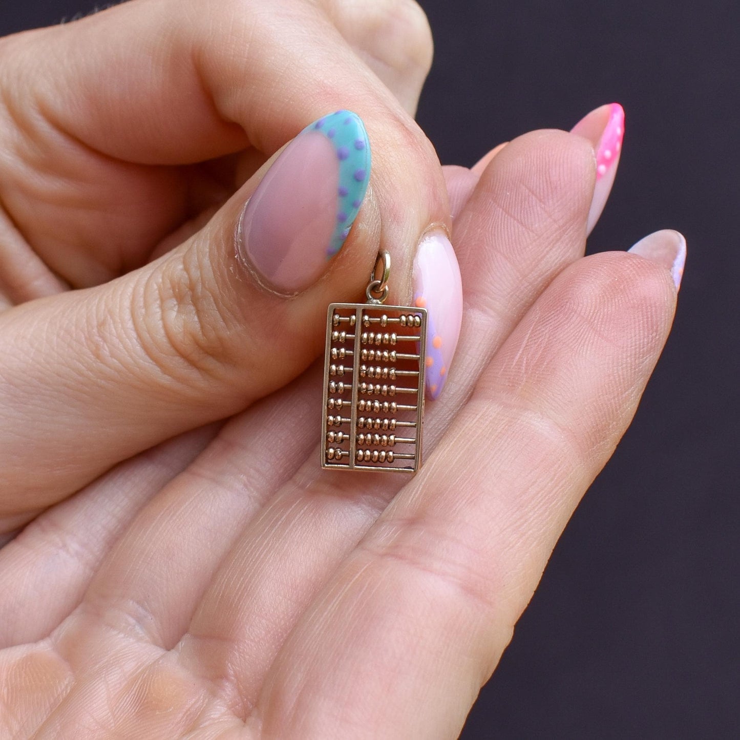 Vintage 14ct Yellow Gold Abacus Charm Pendant