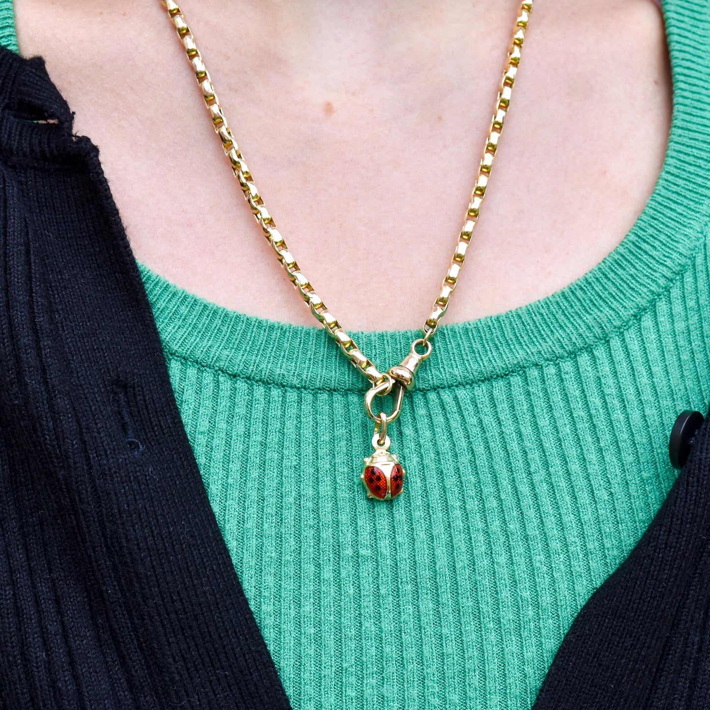 Vintage Ladybug Ladybird Enamel 9ct Gold Charm Pendant