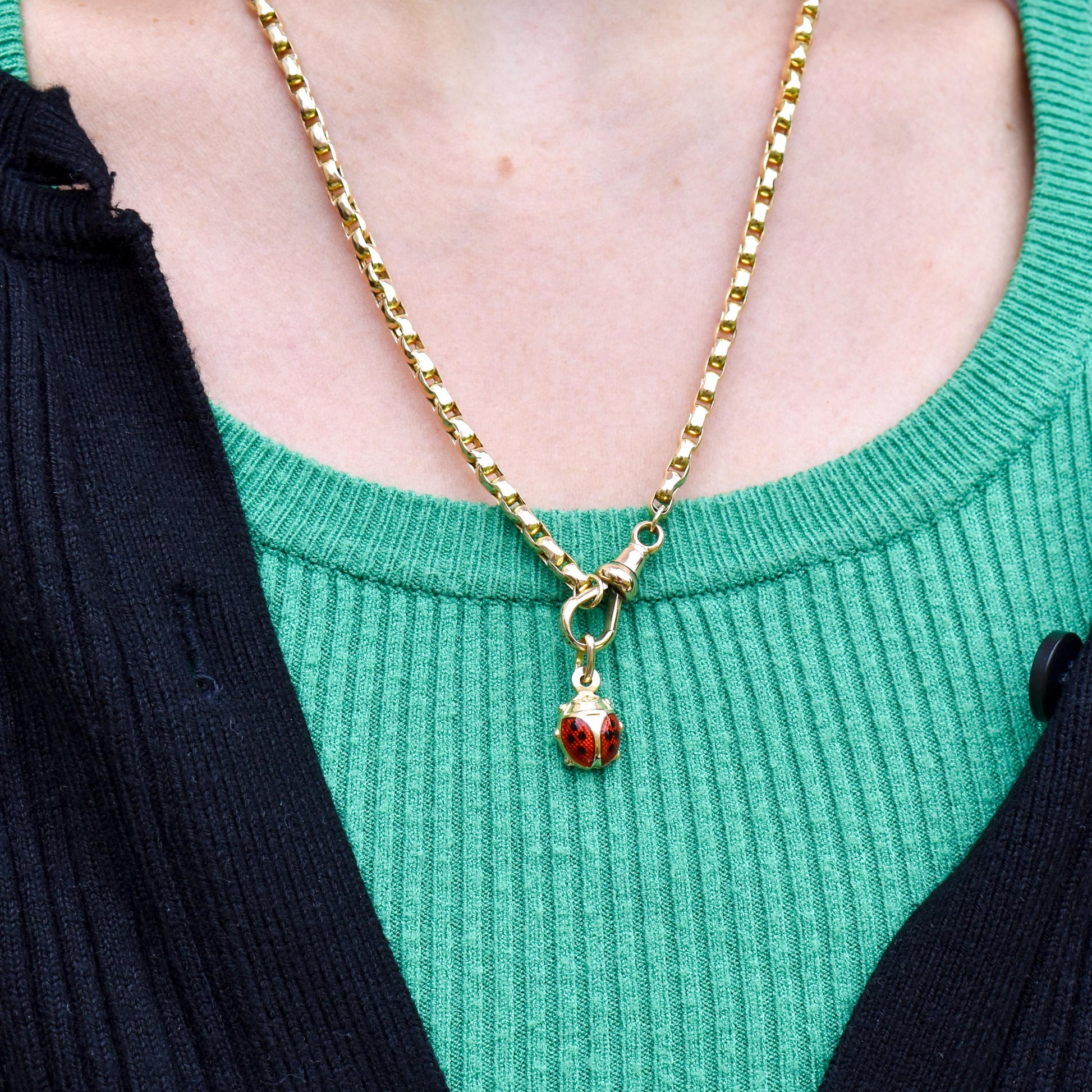 Vintage Ladybug Ladybird Enamel 9ct Gold Charm Pendant
